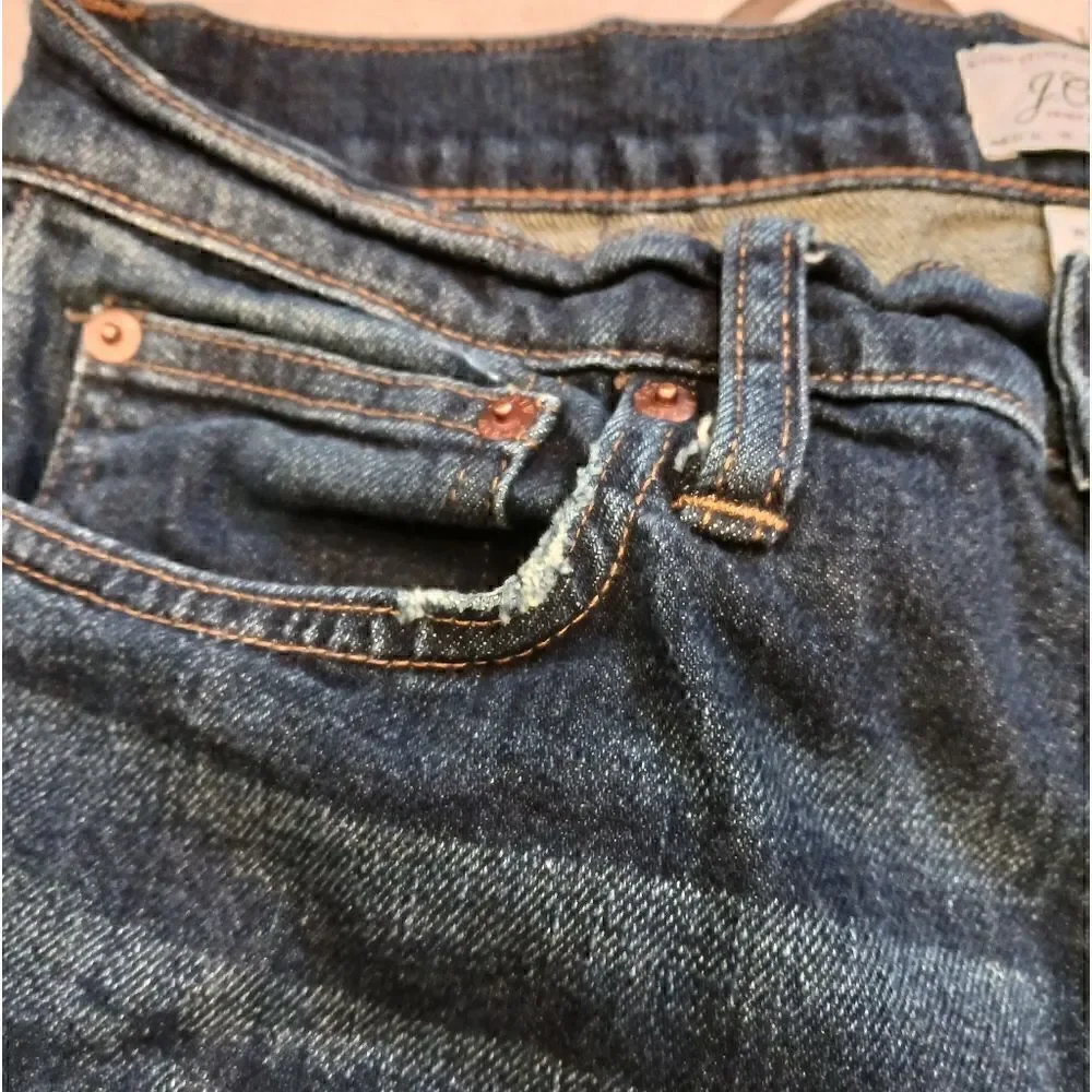 J CREW Men's Jeans Slim 30 x 30 Kurabo 484 Blue Denim Whiskered